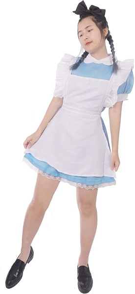 Dienstmädchen Cosplay Kostüm | Kleid mit Schürze und Haarreifen | Größen: S - XL