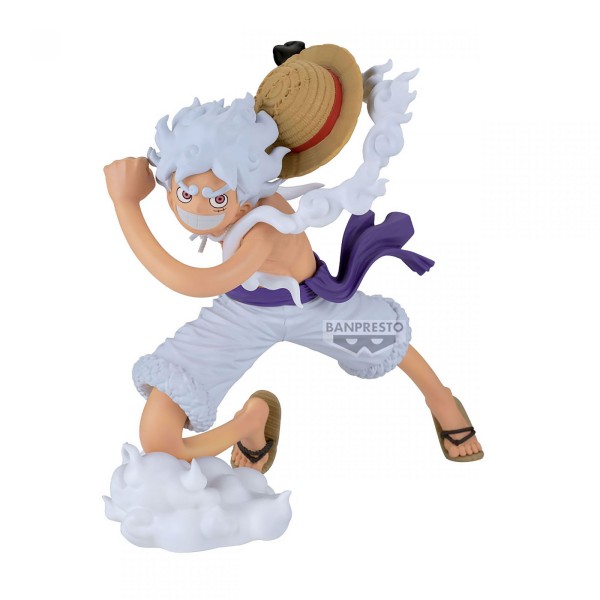 One Piece Figur Monkey D. Ruffy in Gear 5-II mit weißem Haar frontal ohne Hintergrund