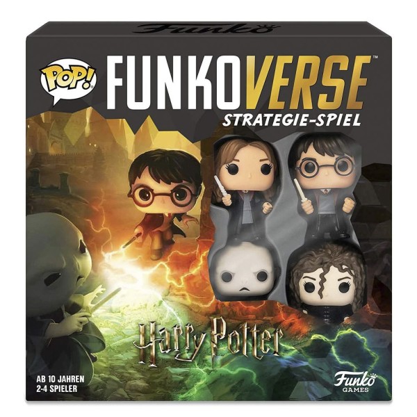 Harry Potter Brettspiel | Funkoverse Board Game Strategie Spiel | Mit 4 Mini POP! Figuren