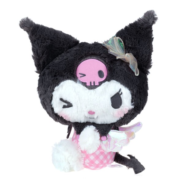 Sanrio Plüschfigur Kuromi mit Engelsflügeln frontal rosa