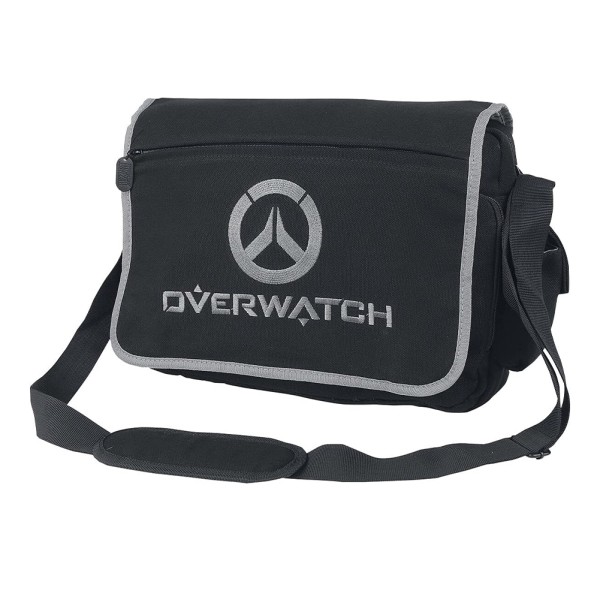 Overwatch Tasche | Schwarze Umhängetasche mit Logo | Laptoptasche Messenger Bag